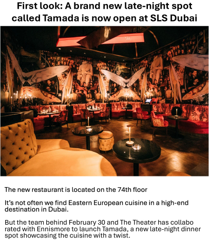 Premier aperçu : Tamada, une nouvelle adresse nocturne, ouvre au SLS Dubai